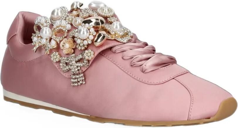 Jeffrey Campbell faux-pearl embellished satin sneakers Roze - Foto 2