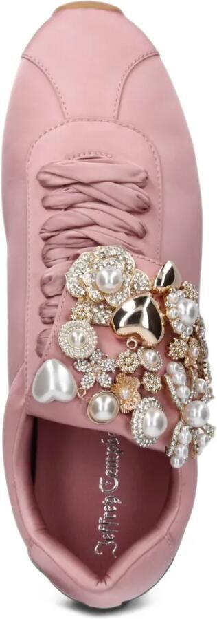 Jeffrey Campbell faux-pearl embellished satin sneakers Roze - Foto 3