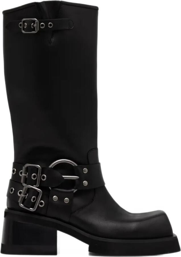 Jeffrey Campbell Fraudulent buckle-strap square-toe boots Zwart
