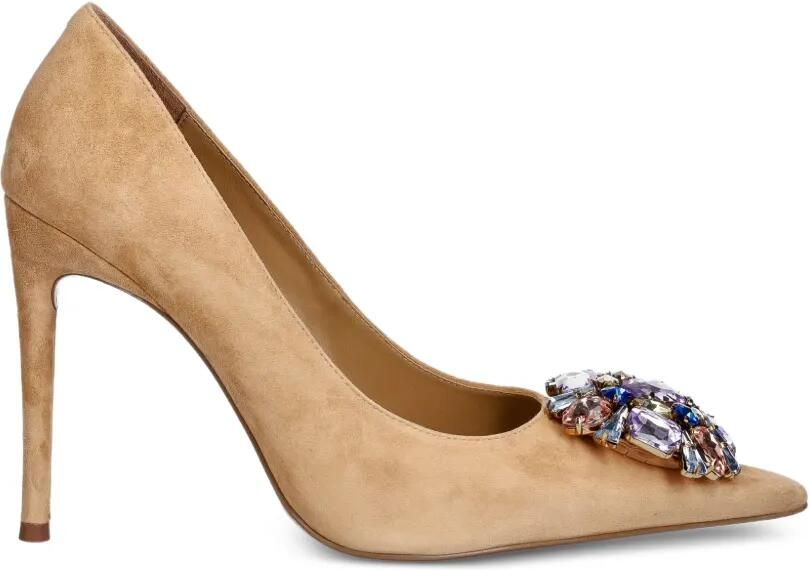 Jeffrey Campbell Maritsa pumps verfraaid met kristallen en puntige neus Beige