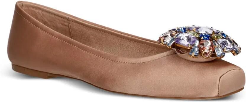 Jeffrey Campbell Ornate ballerina's verfraaid met kristallen en vierkante neus Beige - Foto 3
