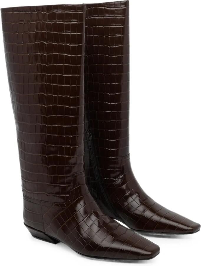 Jeffrey Campbell Passo knielaarzen met krokodillen-reliëf Bruin - Foto 2