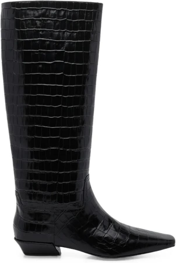 Jeffrey Campbell Passo knielaarzen met krokodillen-reliëf Zwart