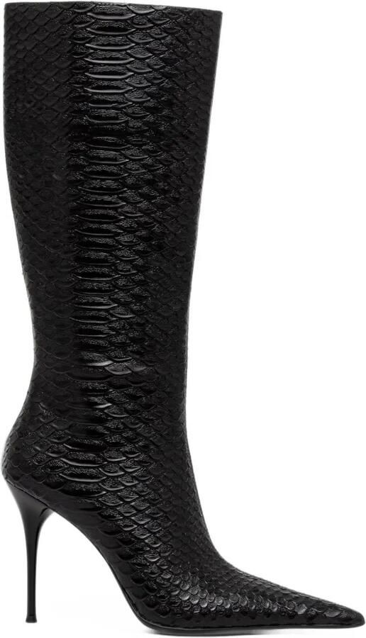 Jeffrey Campbell Proposal laarzen met slangen-effect en puntige neus Zwart