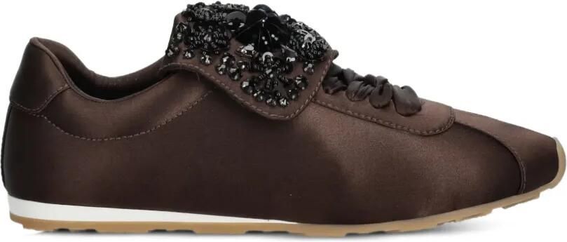 Jeffrey Campbell Shelter satijnen sneakers verfraaid met kralen Bruin
