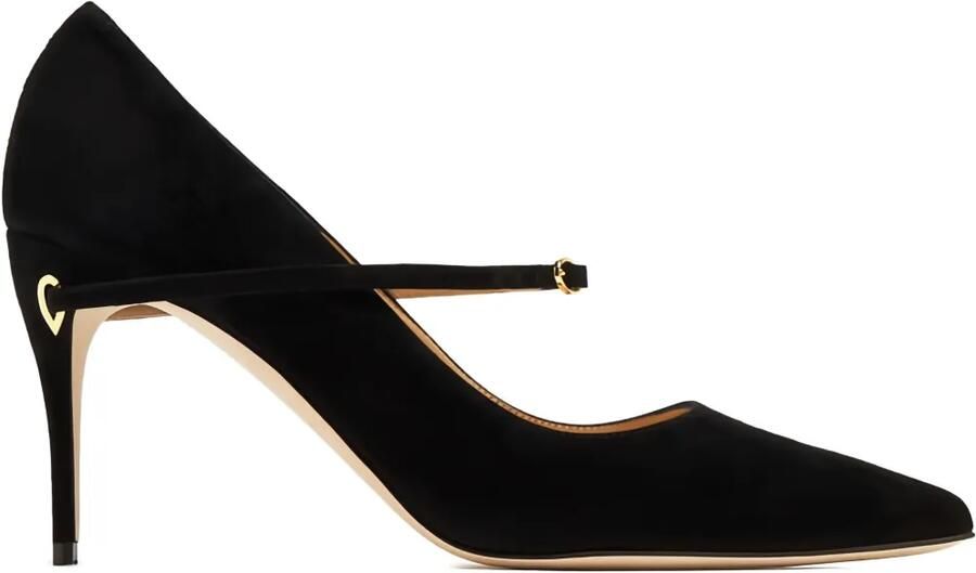 Jennifer Chamandi 85 mm suède pumps met enkelbandje Zwart