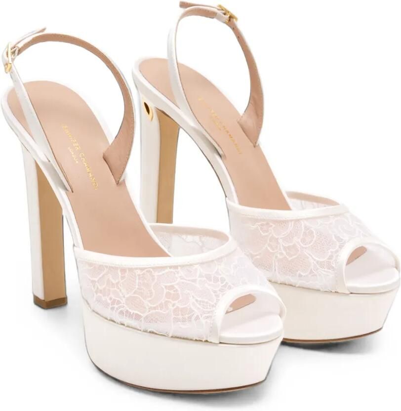 Jennifer Chamandi Antonio sandalen met kanten vlak Wit