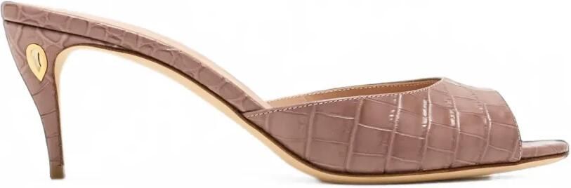Jennifer Chamandi Guido muiltjes met krokodillen-reliëf Beige