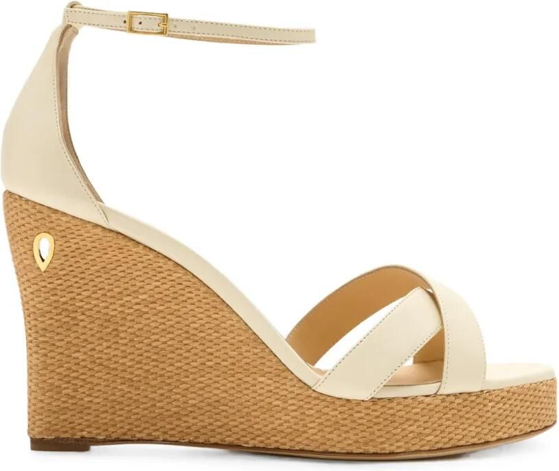 Jennifer Chamandi Leandro 105 raffia wedge sandals Wit