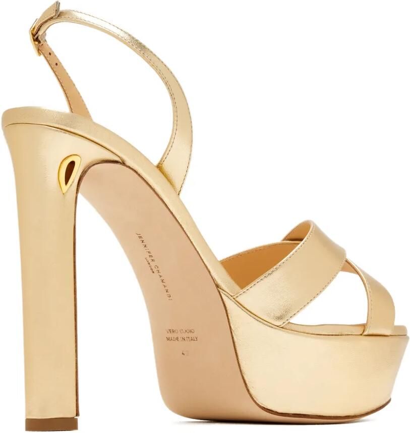 Jennifer Chamandi Leonardo 130 sandalen met gekruiste hak Goud - Foto 2