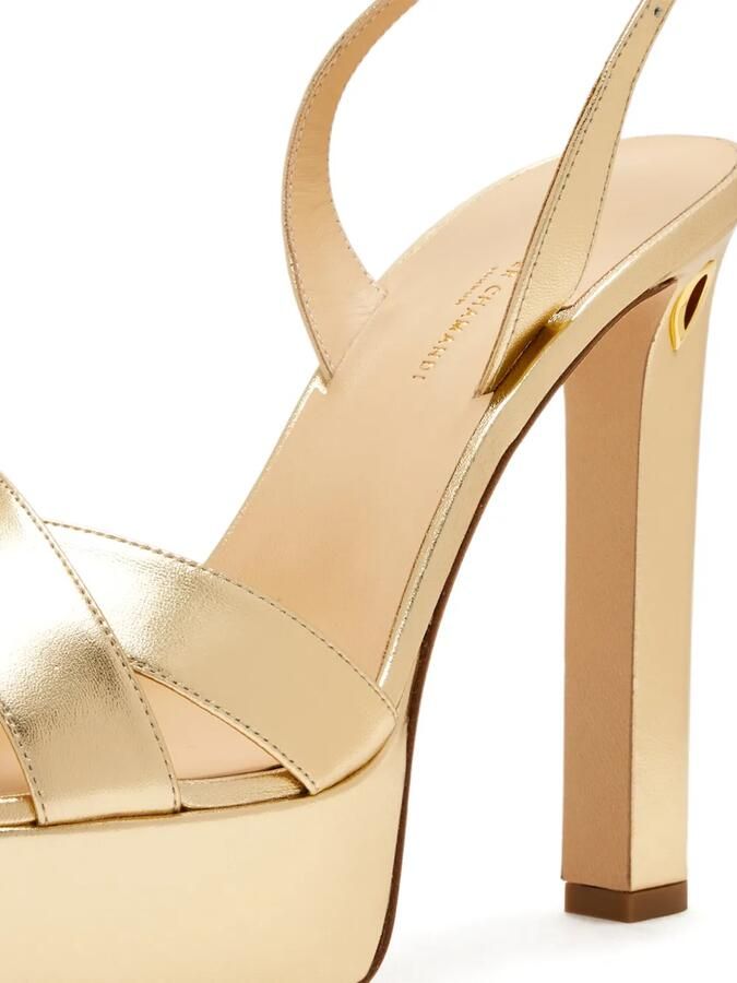 Jennifer Chamandi Leonardo 130 sandalen met gekruiste hak Goud - Foto 3