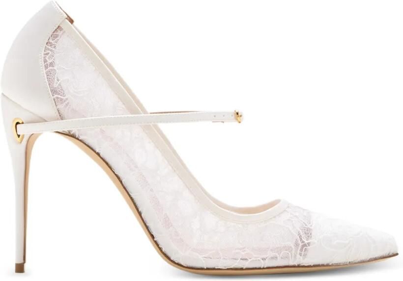Jennifer Chamandi Lorenzo pumps met kant Wit