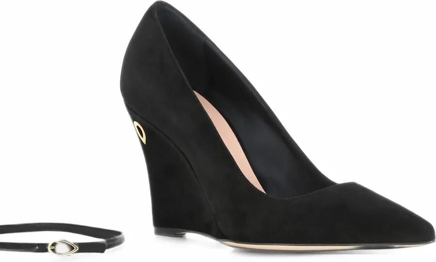 Jennifer Chamandi Lorenzo suède pumps met sleehak Zwart - Foto 3