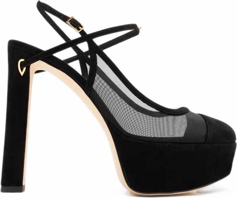 Jennifer Chamandi Mattia 130 mesh-panel heel pumps Zwart