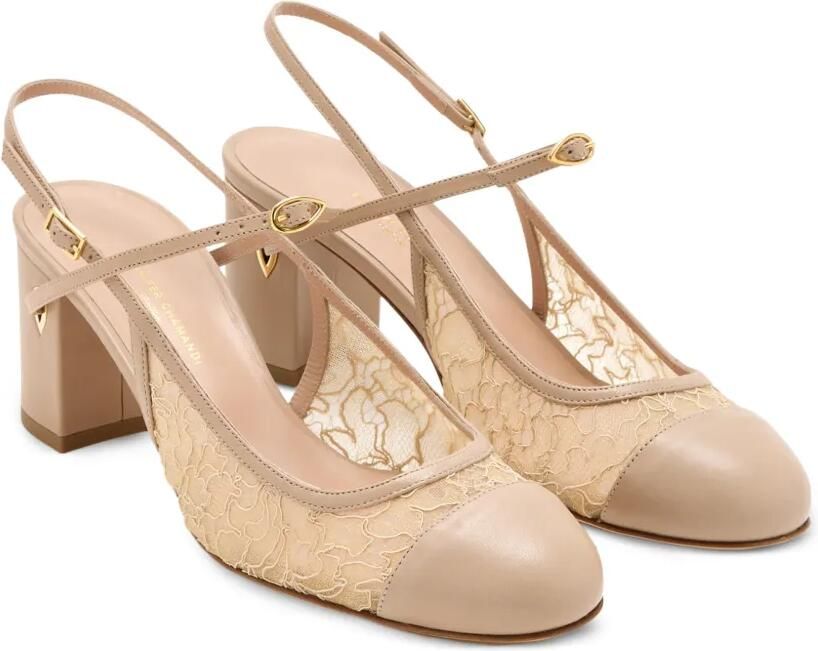 Jennifer Chamandi Mattia 65 kalfsleren pumps met kanten vlakken Beige - Foto 3