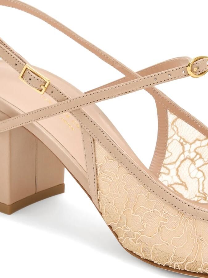 Jennifer Chamandi Mattia 65 kalfsleren pumps met kanten vlakken Beige - Foto 2