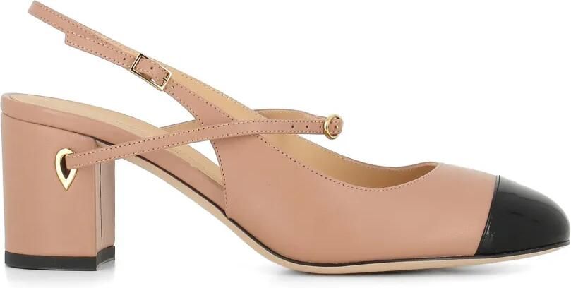 Jennifer Chamandi Mattia tweekleurige pumps met kruisbandjes Beige
