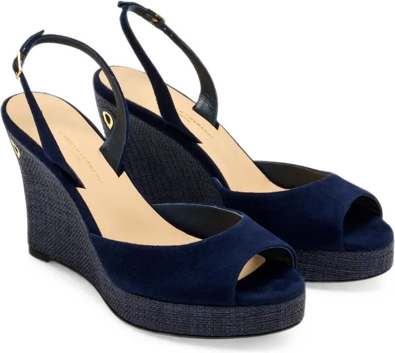 Jennifer Chamandi Nino 105 raffia sandalen met sleehak Blauw