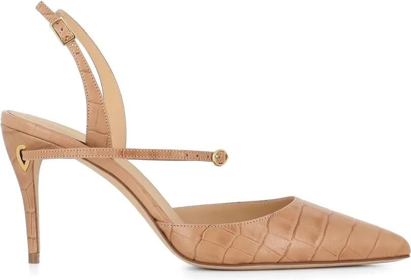 Jennifer Chamandi Vittorio pumps met reptiel-effect Beige