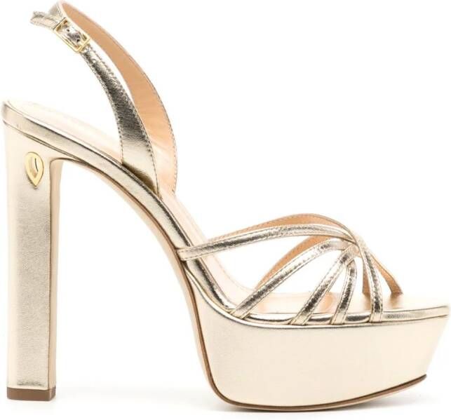 Jennifer Chamandi Roberto sandalen met plateauzool Goud