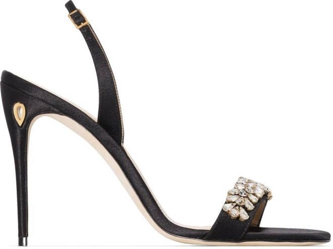 Jennifer Chamandi Sandalen verfraaid met kristallen Zwart