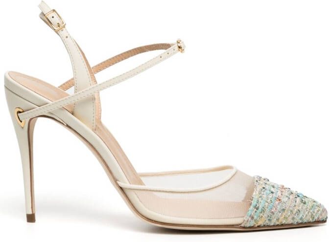 Jennifer Chamandi Vittorio tweed pumps Wit