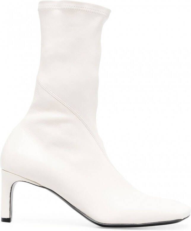 Jil Sander Leren enkellaarzen Wit