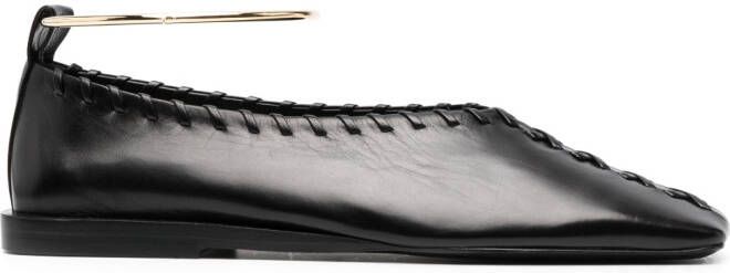Jil Sander Ballerina's met ring detail Zwart