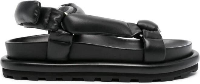 Jil Sander Gewatteerde leren sandalen Zwart