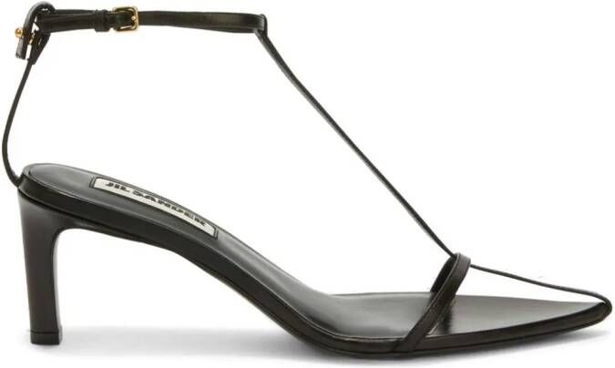 Jil Sander Hoge leren sandalen Zwart