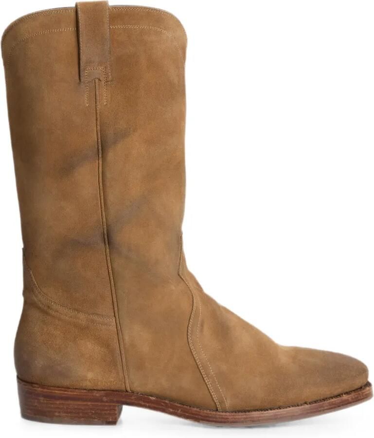 Jil Sander Chunky suède laarzen met handgemaakt verouderd effect Beige