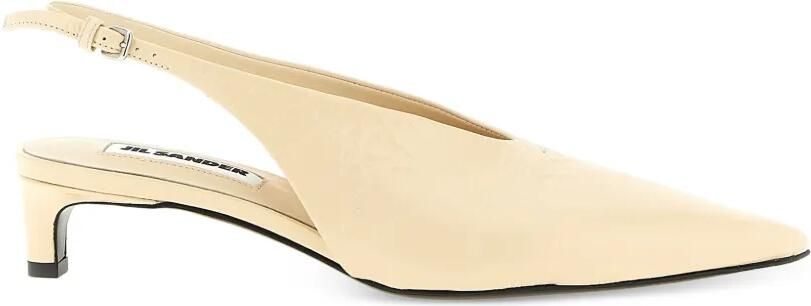 Jil Sander Craquelé slingback pumps met V-hals Beige