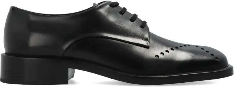 Jil Sander Geperforeerde leren derby schoenen Zwart