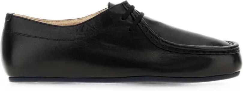 Jil Sander Hood leren loafers met veters Zwart