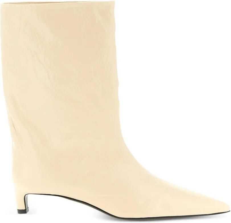 Jil Sander Leren enkellaarzen met puntige neus Beige
