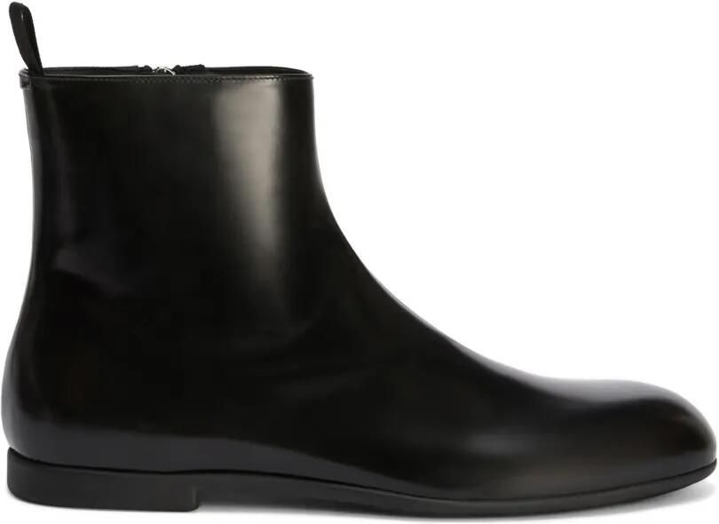 Jil Sander Leren enkellaarzen Zwart