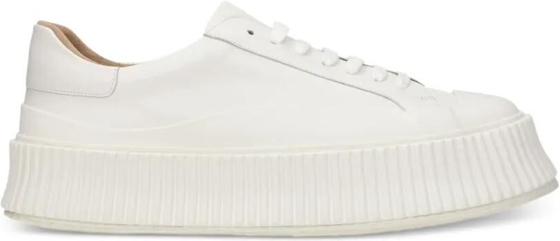 Jil Sander Leren sneakers met plateauzool Wit