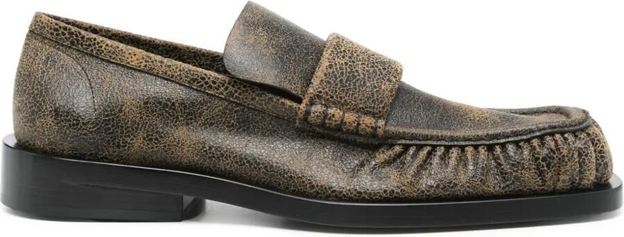 Jil Sander Loafers met gebarsten effect Bruin