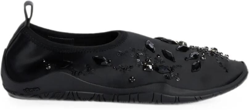 Jil Sander Satijnen sneakers verfraaid met kristallen Zwart