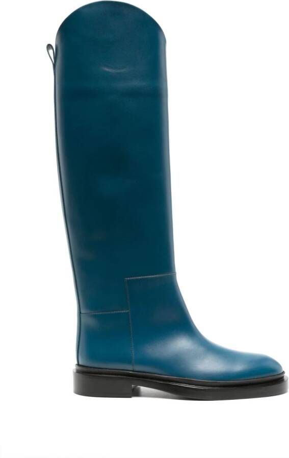 Jil Sander knee-high leather boots Blauw