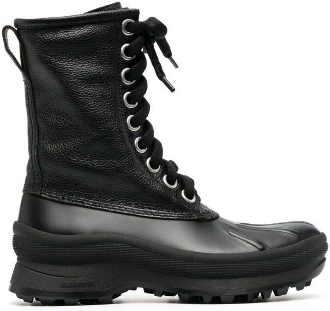 Jil Sander Combat boots met veters Zwart