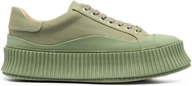 Jil Sander Sneakers met chunky zool en ronde neus Groen