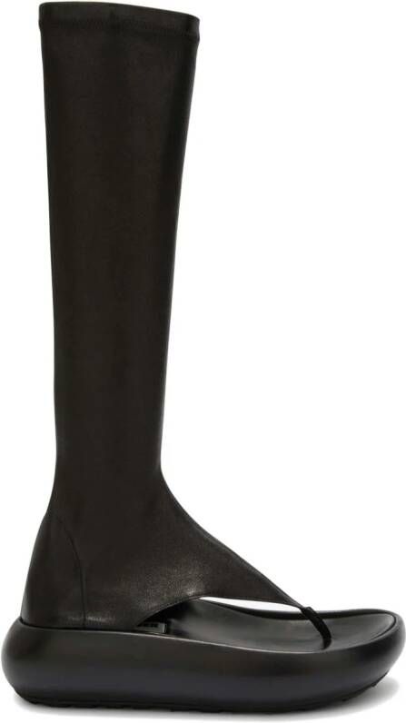 Jil Sander Leren laarzen Zwart