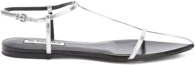 Jil Sander Leren sandalen Zilver