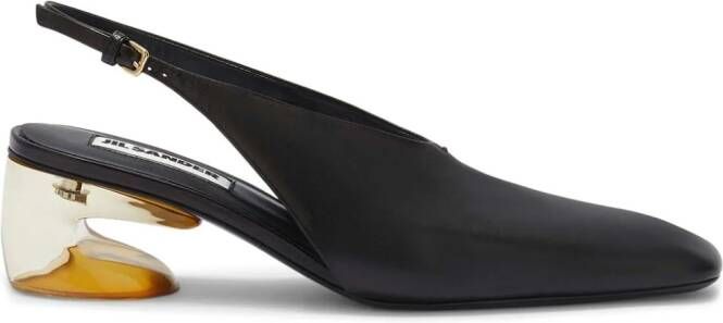 Jil Sander Leren slingback pumps Zwart