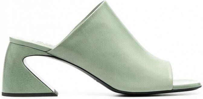Jil Sander Muiltjes met bewerkte hak Groen
