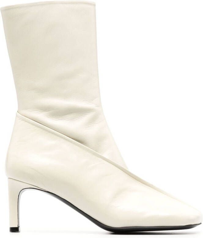 Jil Sander Enkellaarzen met vierkante neus Beige