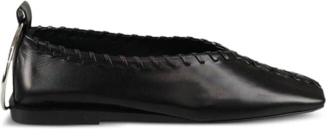 Jil Sander Leren ballerina's Zwart