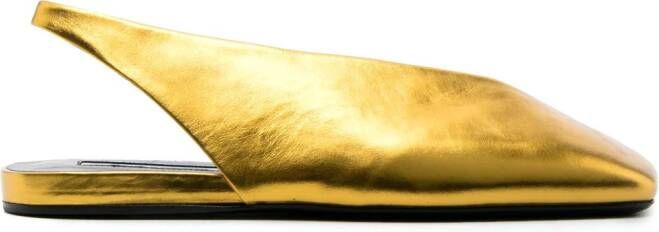 Jil Sander square-toe metallic ballerina shoes Goud