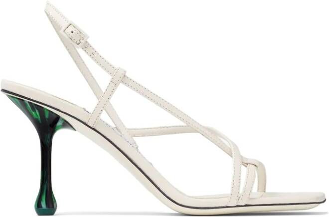 Jimmy Choo Etana 80 mm leren sandalen met bandjes Wit